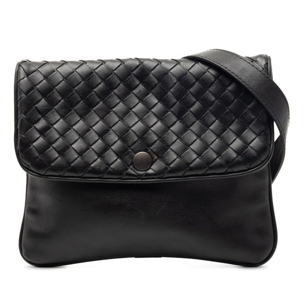 Bottega Veneta Intrecciato Shoulder Bag Black